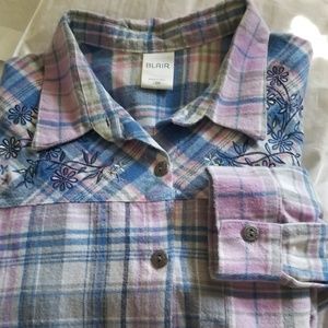 BLAIR flannel multi color shirt blouse